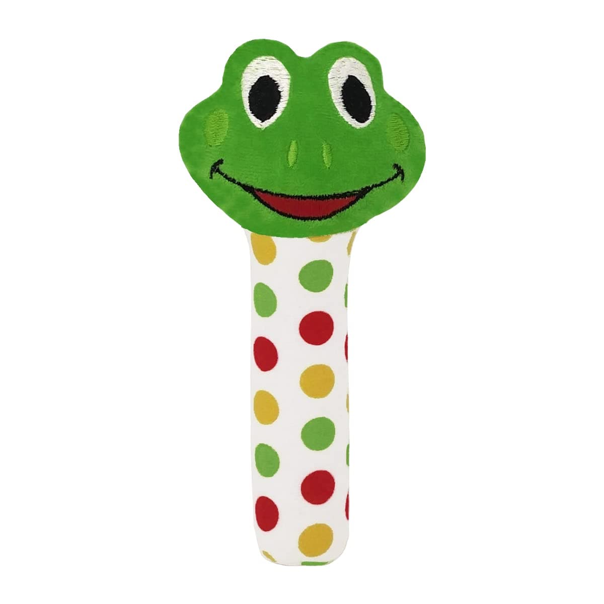 Pikipo Froggy Face Rattle Soft Toy with Squeeze Handle for Squeaky Sound (Green)