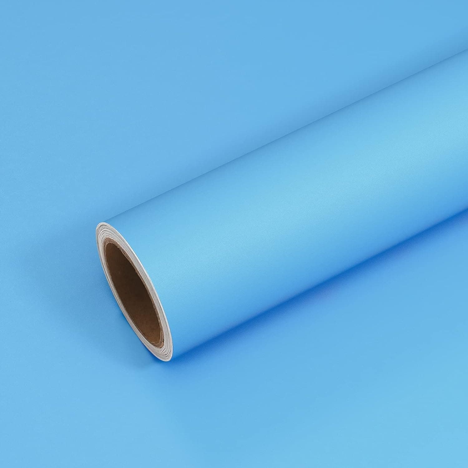 WALLIZMO Sky Blue Solid Matt Peel and Stick Wallpaper Contact Paper Wallpaper Modern Self Adhesive Wallpaper Decorative Removable 12 x 48 Inch