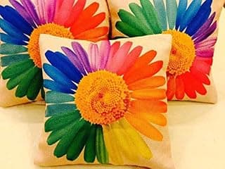 3D Digital Canvas Jute Cushion Cover Set of 5 16x16 inches / 40x40 cms -Multi
