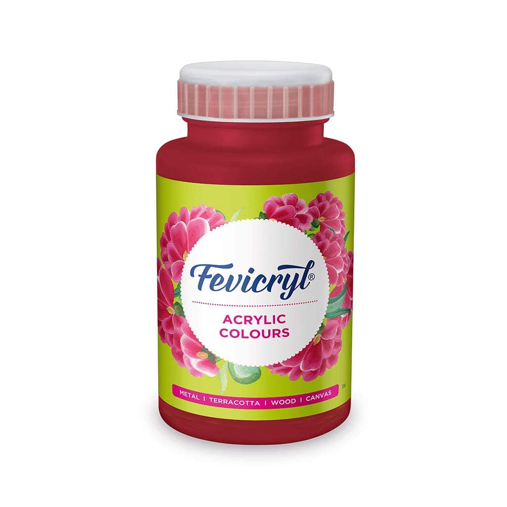 Fevicryl Acrylic Colour Maroon 500ml | Art & Craft, DIY, Rich Pigment, Non-Craking Paint for Canvas, Wood, Leather, Earthenware, Metal | Ideal for school projects, Hobbyists, Artists