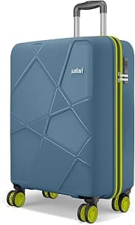 Safari Pentagon Neo 8 Wheels Carry on Cabin Trolley Bag, Hard Case Polypropylene with 360 Degree Wheeling Luggage for Men & Women, Suitcase for Travel, Ink Blue, 55cm, Small