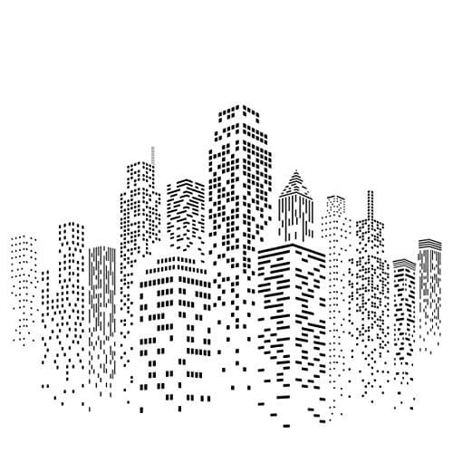 Skyscraper Stencil, 18.5 x 14 inch (M) - Cityscape Skyline City Buildings Stencils for Painting Template