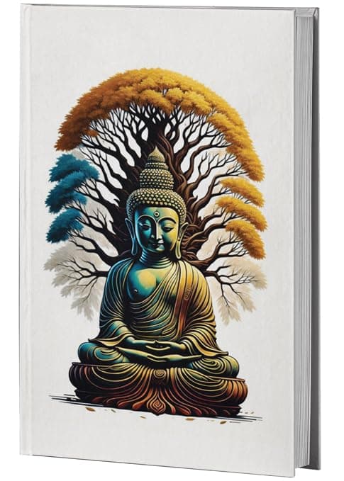 AccuPrints Hard Bound Paper Notebook|Compact Size A5 (8.25 x 5.7)|200 Pages, 80 gsm|Flat Opening Hardbound Buddha diary