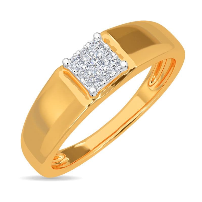 KISNA 14k / 18k Real Gold & Diamond Ring | Diwali, Rakhi Rakshabandhan Gift for Brother, Husband | With Certificate of Authenticity & BIS-Hallmarked Gold Jewellery | Square Classic Band Ring For Him