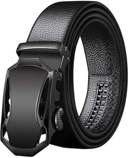 Generic Stylish Automatic Buckle Leather Belt for Men with Unique E-U Shape Buckle Adjustable Comfort Fit Waist Belt for Everyday and Formal Use