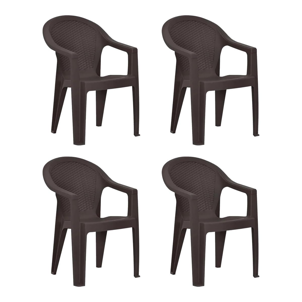 Nilkamal Exotica Plastic Chair with Armrest | Set of 4 | 3 Year Warranty | Heavy Duty Chair for Home, Living Room, Balcony, Café, Indoor & Outdoor | Ergonomic Design | Stackable | Season Rust Brown