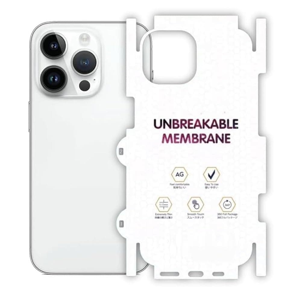 NISHTECH Matte Finish Full Body Cover Back Protector Compatible with iPhone 14 Pro | Unbreakable Membrane Scratch Guard Full Fit Protective, Case Friendly, (Back & Side) (Pack of 1)
