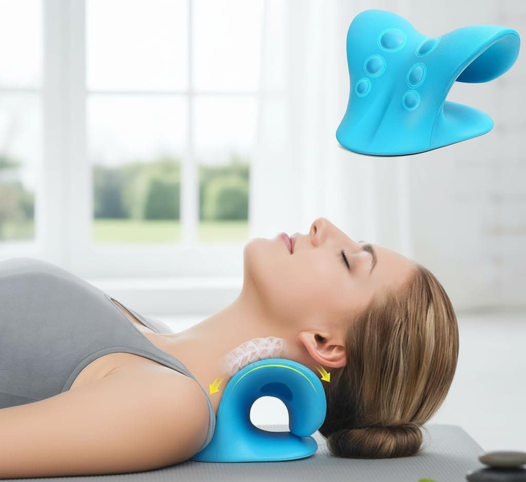 RENESMEE Cervical Neck Stretcher Pillow for Pain Relief, Spine Alignment & Posture Correction | Ergonomic Neck Traction Device with Acupressure Points for Muscle Relaxation