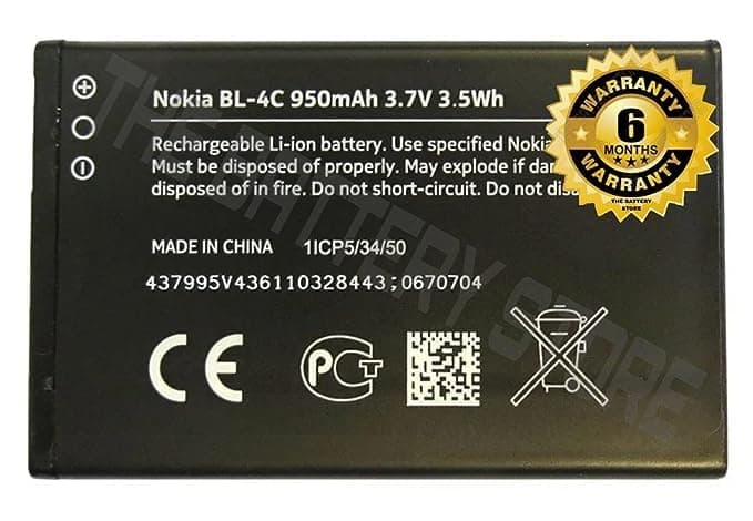 THE BATTERY STORE® Original BL-4C Battery for Nokia 6100 6125 6136 6170 6300 7705 7200 7270 8208 1202 1265 1325 1661 2220 2220s 2650 2652 2690 2700 3108 3500C Battery with 6 Month Warranty**** (U91)