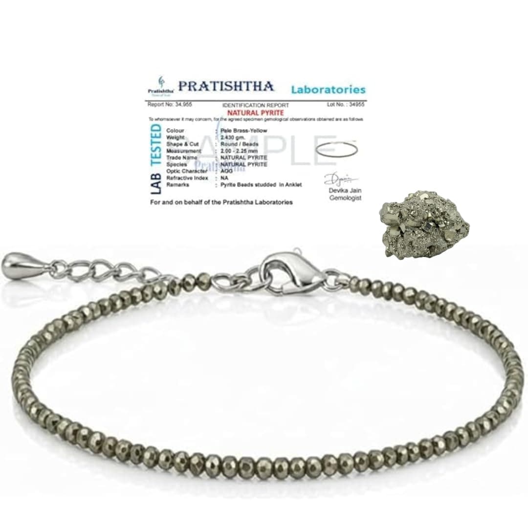 Arihant Gems & Jewels® Original Raw Pyrite Anklet for Men & Women | Money Magnet for Wealth, Success & Prosperity | Adjustable Crystal Healing Anklet for Good Luck, Positive Energy & Financial Growth.
