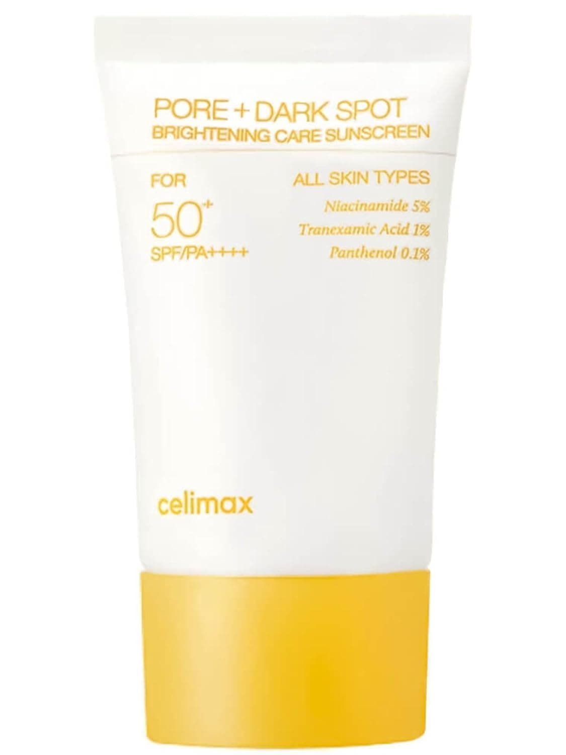 Celimax Pore+Dark Spot Brightening Care Sunscreen SPF50+ PA++++, 50ml | Lightweight Korean Sunscreen with Niacinamide, Tranexamic Acid & Panthenol | Broad Spectrum UVA/UVB Protection | No White Cast