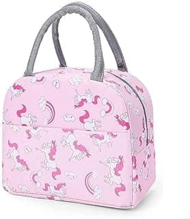 SKDBPM KDR Insulated Lunch Bags for Women Work Student Kids to School Waterproof Thermal Cooler Tote Bag Picnic Organizer Storage Tiffin Box Portable and Reusable (Unicorn Lunch Bag (Pink))