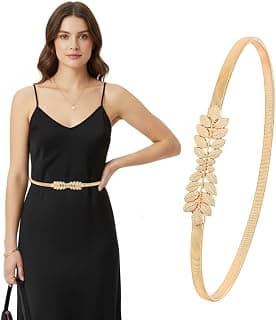Zibuyu Stylish Metal Rose Leaf Waist Chain for Woman - Gold Adjustable Stretchable Hip Belt for Saree & Women Dresses & Gown for Formal or Casual Outfits, Perfect Fashion Accessory