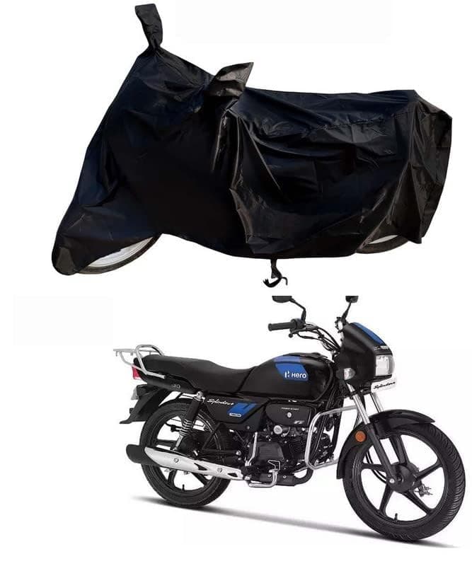 Vstargallery Hero Splendor Plus/Splendor Plus Xtec Two Wheeler Cover - Dustproof UV Protection 100% Waterproof Bike Body Cover (Black)