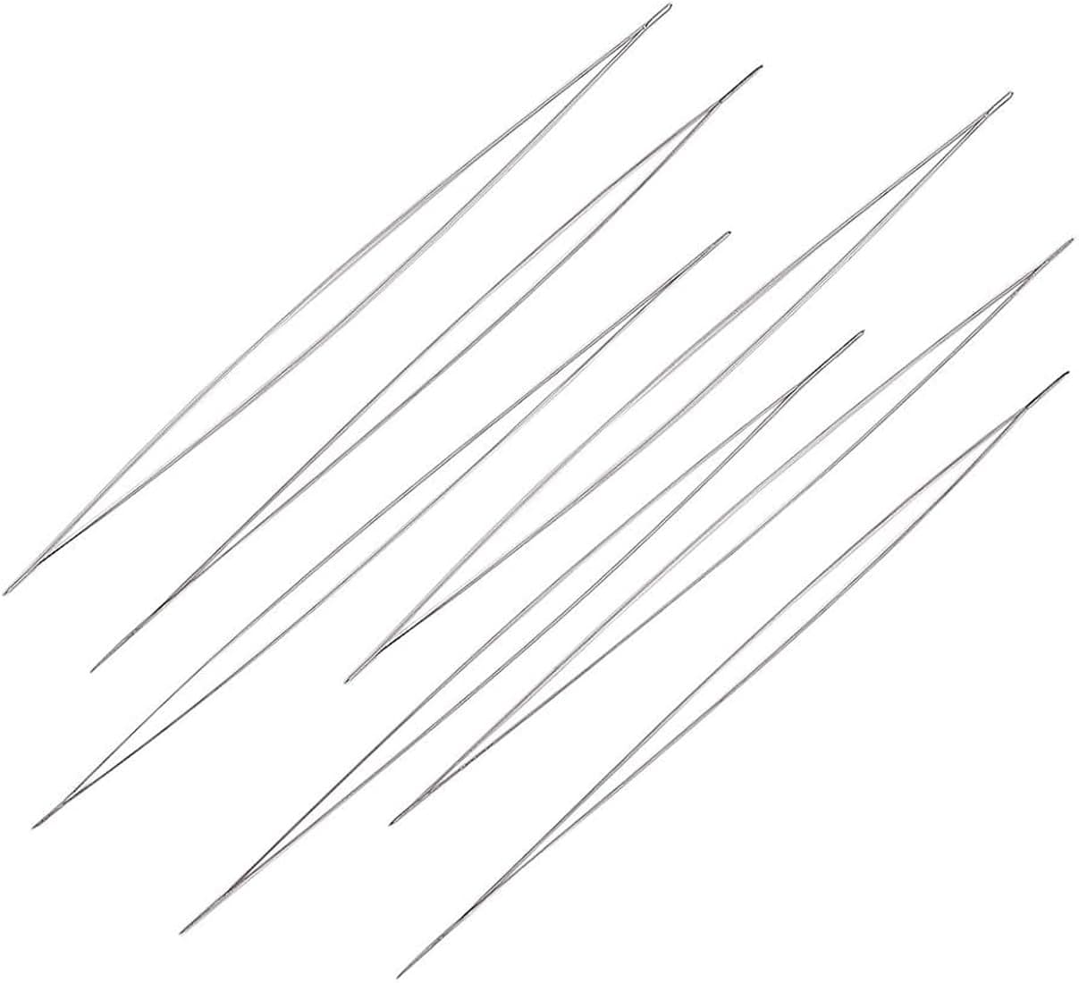 Beadsnfashion 4 Pcs Stainless Steel Big Eye Beading Needles 4.5 Inches, Diameter 0.22mm – for Jewellery Making, Embroidery & Beadwork