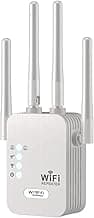 PunnkFunnk 300Mbps WiFi Signal Booster | 2.4GHz Wireless Repeater with 4 Antennas | Dual LAN Port Router & Access Point | Plug & Play for Home WiFi