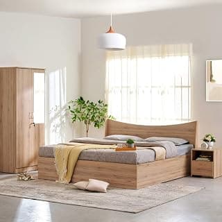 Home Centre Helios - Alton | Engineered Wood | King Beds | Oak | 1 Year Warranty