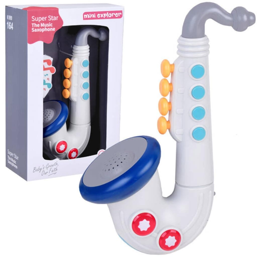 Mini Explorer Kids Saxophone Musical Toy Instrument | Realistic Play Saxophone with Metallic Finish | Early Learning Music Toy for Toddlers & Kids Ages 3+ | Safe & Lightweight | Birthday Gift