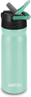 MILTON Max 600 Stainless Steel Sipper Water Bottle 500 ml, Single Walled, ISI Certified I Leak Proof Lid, Rust Proof I for School, Office, Gym I Aqua Green