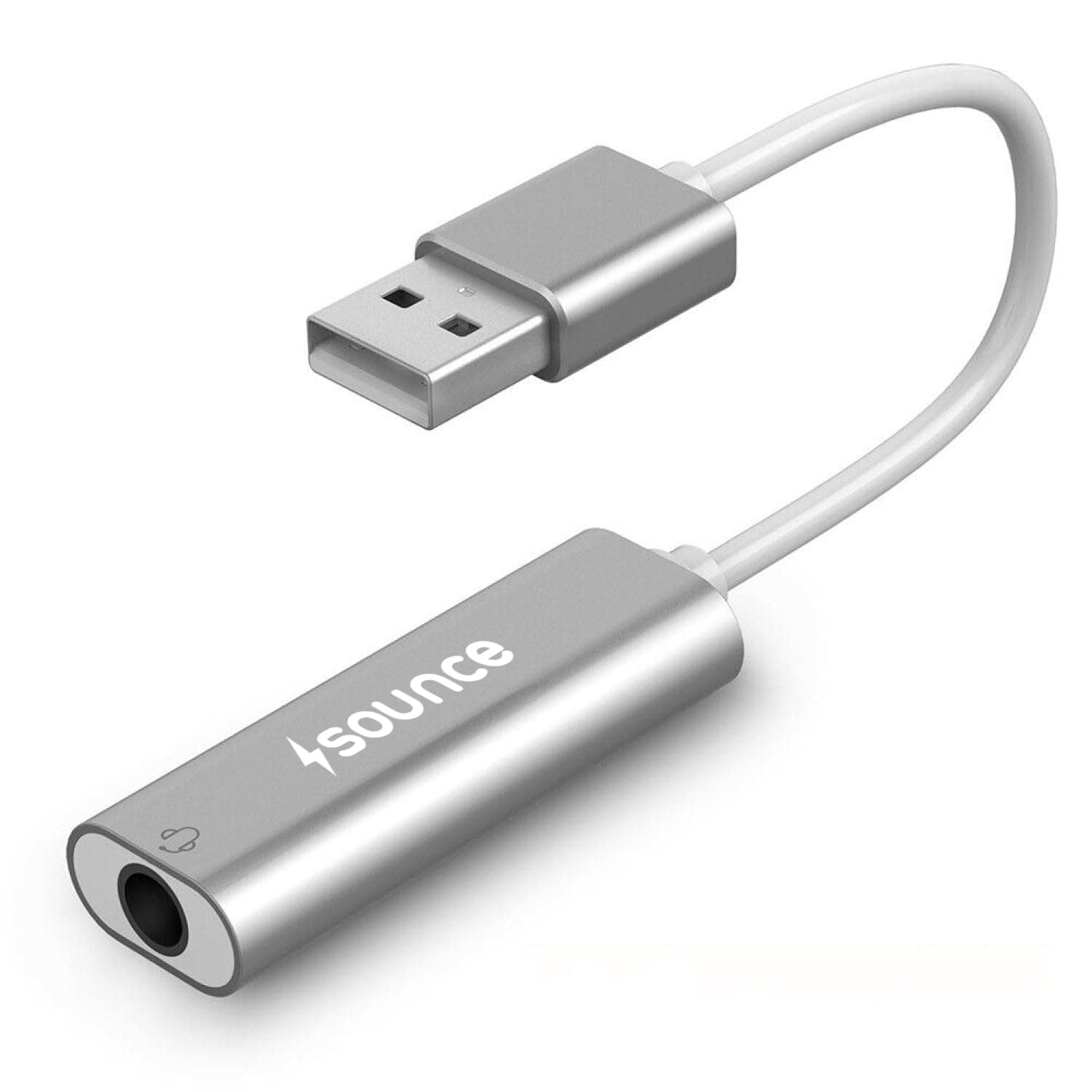 Sounce USB to 3.5mm Female Adapter, USB Headphone Audio Jack External Stereo Sound Cable Cord Splitter for MacBook, Laptop, Linux, PS4, Headset - Grey