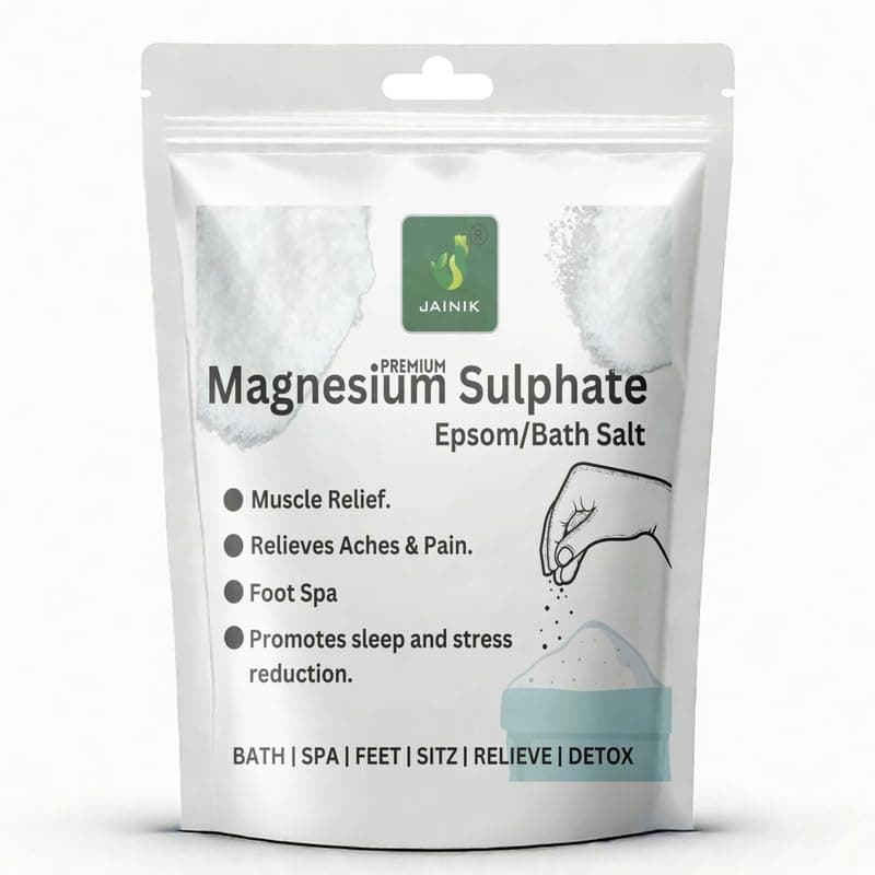 JAINIK Magnesium Sulphate Epsom Salt For Muscle Relief, Relieves Aches Pain,Bath salt for Relaxation,Refreshing Body,Joint Soreness and Tired Muscles, 1000gm (Magnesium Sulphate_1000 g.)