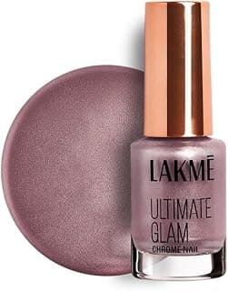 LAKME Ultimate Glam Chrome Nail Paint, Dusty Rose, 6ml, for Stylish and Sassy Nails, with Metallic Brilliance, Quick Dry Formula, Glitter Nail Paint, for Women