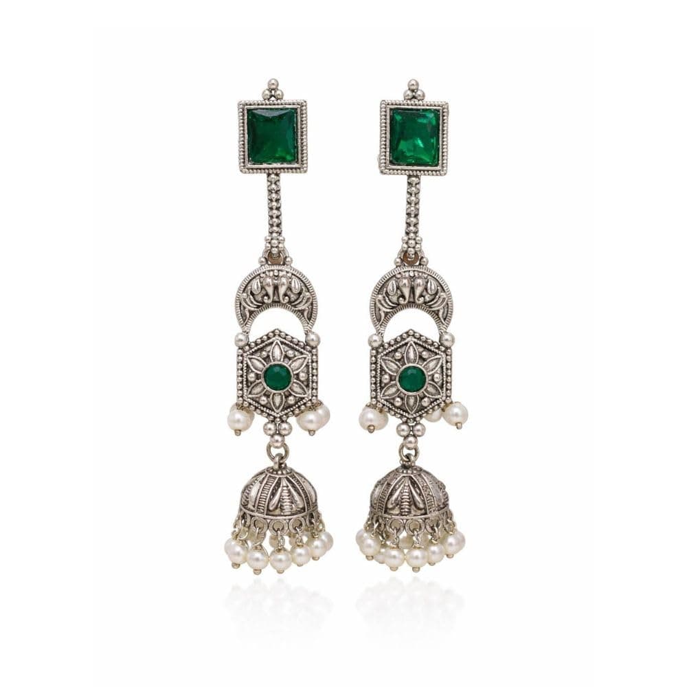 Attire Icon Women Traditional Ethnic Earrings | Oxidised & Gold Plated Jhumka Earrings | Wedding Jewellery for Women & Girls