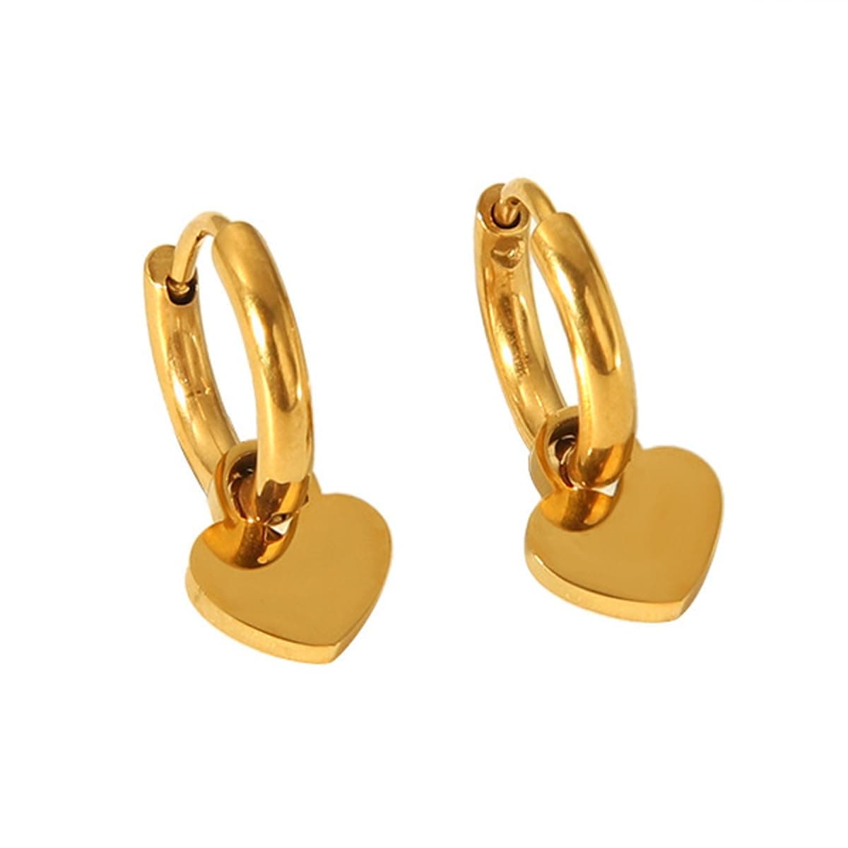 Aaishwarya 18K Gold Plated Heart Drop Huggie Earrings for Women and Girls | Waterproof, Anti-Tarnish, Stainless Steel