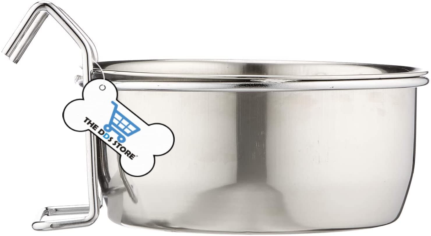 THE DDS STORE Bird Feeding Dish Cups, Stainless Steel Bird Bowl Parrot Animal Cage Water Food Bowl Bird Cage Cups Holder with Clamp Holder and Hook Holder (Hook Holder, 500.ml/Hook 1.Pc)