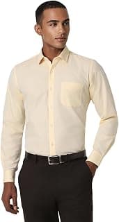 Peter England Men's Premium Solid Full Sleeve Slim Fit Shirt | Wonder Fabric | Cotton Rich | Premium Dobby
