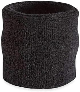 3 x 3 Inch Wrist Sweatbands Tennis Wrist Bands Absorbent Sweatbands for Football Basketball Running Athletic Sports and Working Out, Pack of 1 (Black)