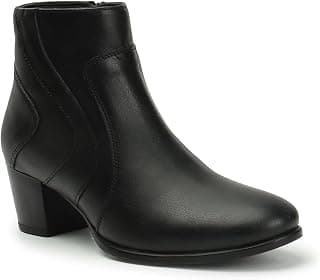 ELLE Women Modern Block Heel Ankle Boot with Side Zipper