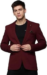 SHOWOFFFF Men Solid Single Breasted Casual Blazer | Notched Lapel Full Sleeves Cotton Blazer for Mens | Slim Fit Regular Length Blazer for Men's