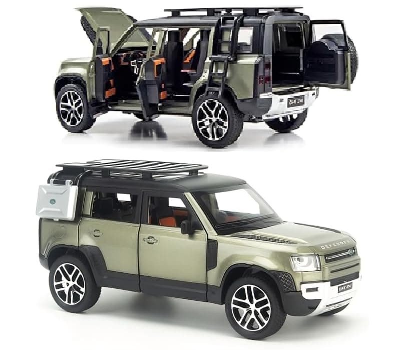 Umadiya 1:24 Scale Big Size Land Rover Defender Model Car Exclusive Alloy Metal car Pull Back Die-cast Metal Toy car with Openable Doors & Light Music Best Gifts Toys Kids【Colors as Per Stock】