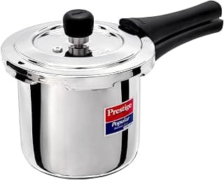Prestige 2 Litre Stainless Steel Popular Svachh Outerlid Pressure Cooker | Deep lid for spillage control|Gas & Induction Compatible|Controlled Gasket Release System|5 Years warranty|ISI Certified