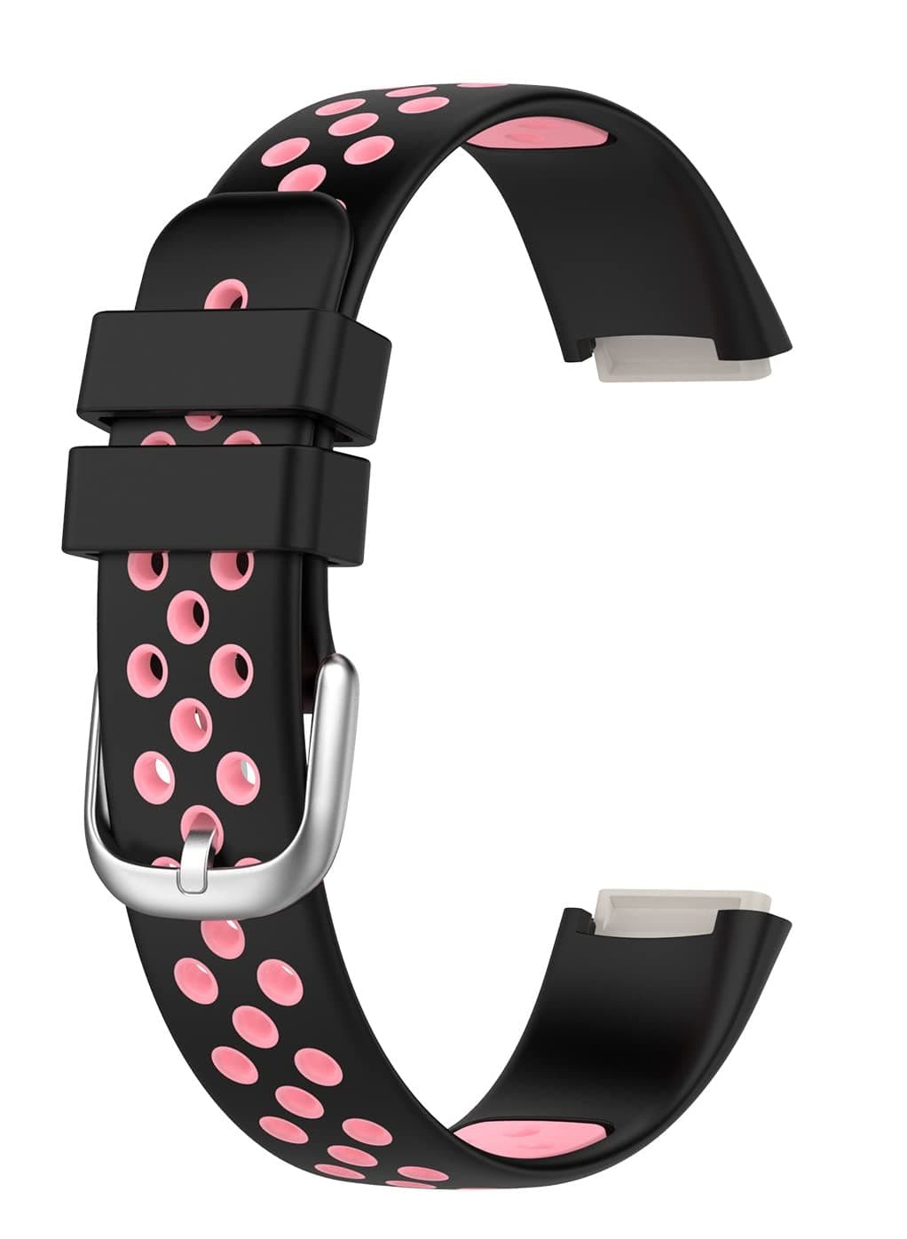 OBOE Silicone Smart Watch Replacement Dual Color Band Compatible with Fitbit Luxe Watch (Black-Pink)