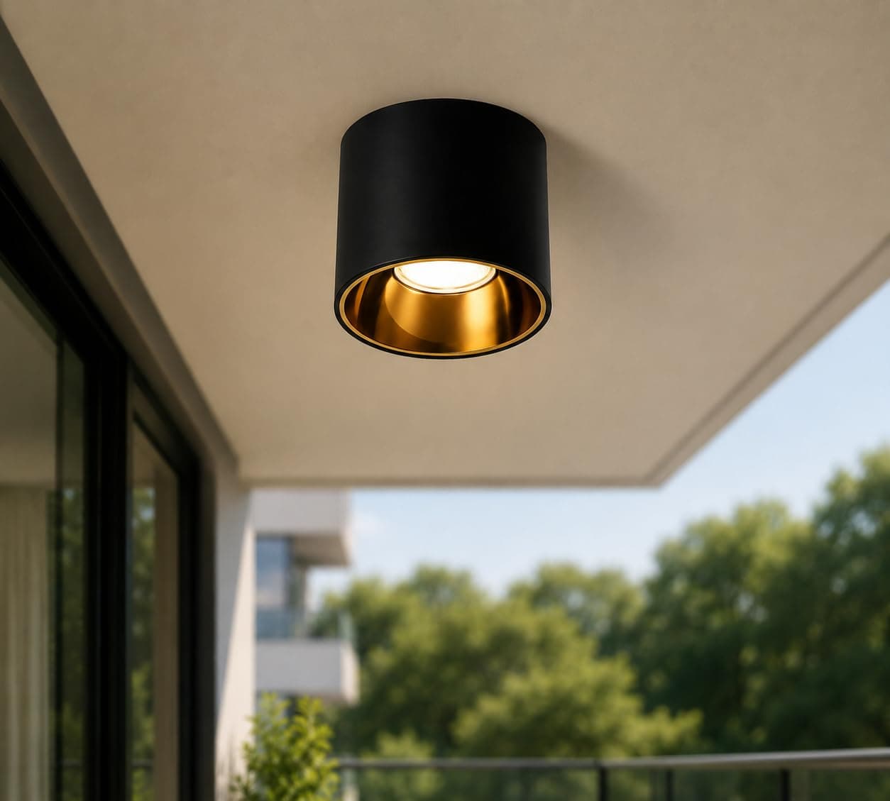 OLIPS Modern Black & Rose Gold Cylindrical Surface Mounted LED Ceiling Light (6 WATT) Drum Light | Cylinder Light, Downlight for Home, Office & Showroom (1)