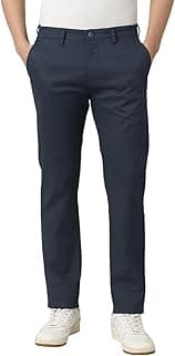 Peter England Men's Straight Fit Mid Rise Chino Casual Trouser with Premium Dobby