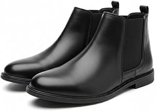 BIG LINER Boy's Premium Black Chelsea Boots | Classic Slip-On Ankle Boots | Formal & Casual Leather Look Boots for Men | Lightweight & Comfortable Everyday Wear