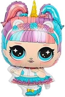 Set of 6 lol surprise foil balloons for decoration, cartoon princess doll theme foil balloons, lol doll balloon garland, Balloons for Girls Party, pink star balloons