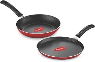Pigeon Aluminium Non Stick Tawa-Fry Pan Gift Set (Red) - Duo Pack