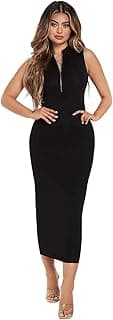 KOTTY Women's Bodycon Solid Midi Dress