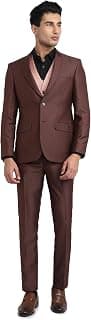 Raymond Men Contemporary Fit Structure Pattern Terylene Rayon Blend Peak Lapel Full Sleeve Festive Suit