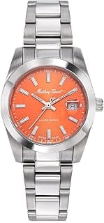 Mathey-Tissot Stainless Steel Swiss Made Mathy I Le Analog Orange Dial Women's Watch - D451Or, Silver Band