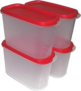 Tupperware Modular Mates Plastic Container Set, 1.1 Litre, Set Of 4, White, Blue