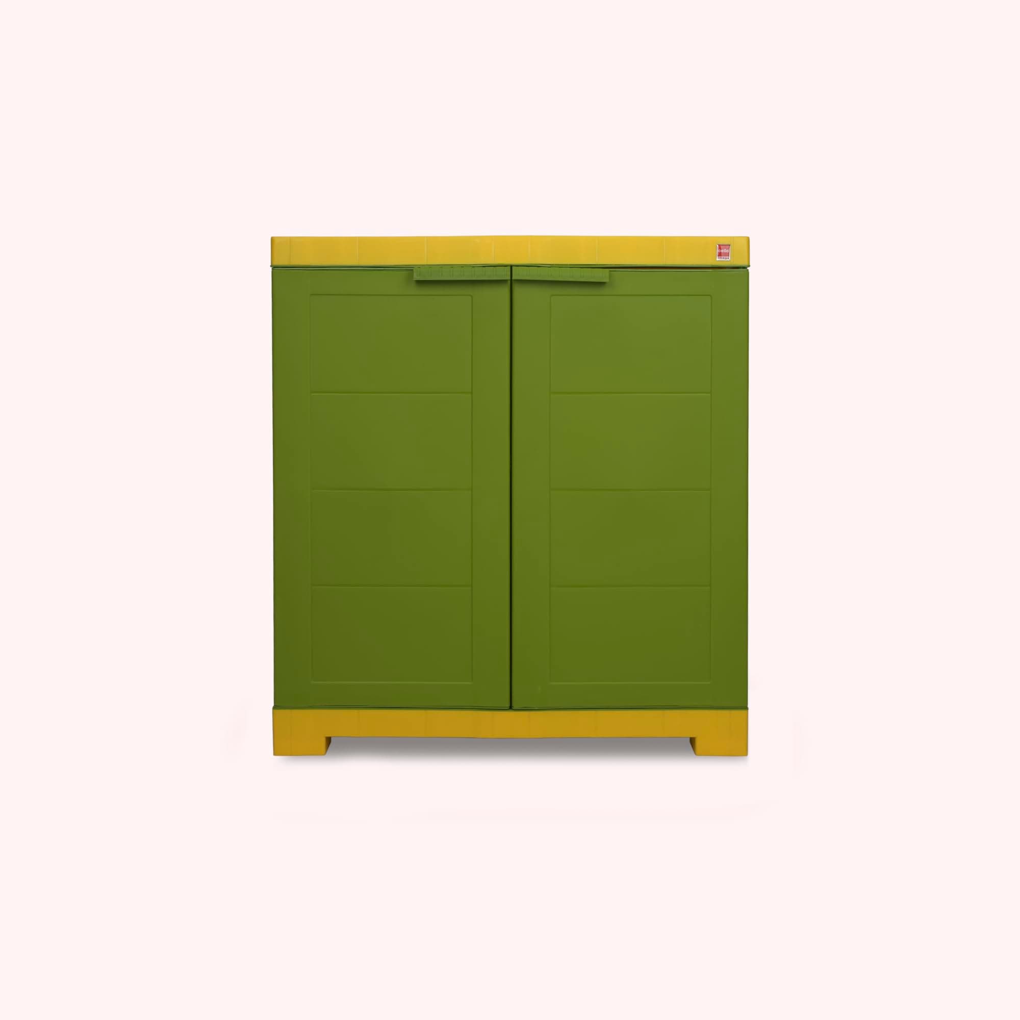 Cello Novelty Compact Plastic Shoe Rack with Dustproof Doors| 3 Year Warranty | Chappal/Slipper/Footwear Stand for Home, Living Room, Office, Outdoor| Green & Yellow Colour