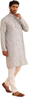 SOJANYA Men's Pure Cotton Floral (Since 1958 Designer Kurta and Churidar Pyjama Set