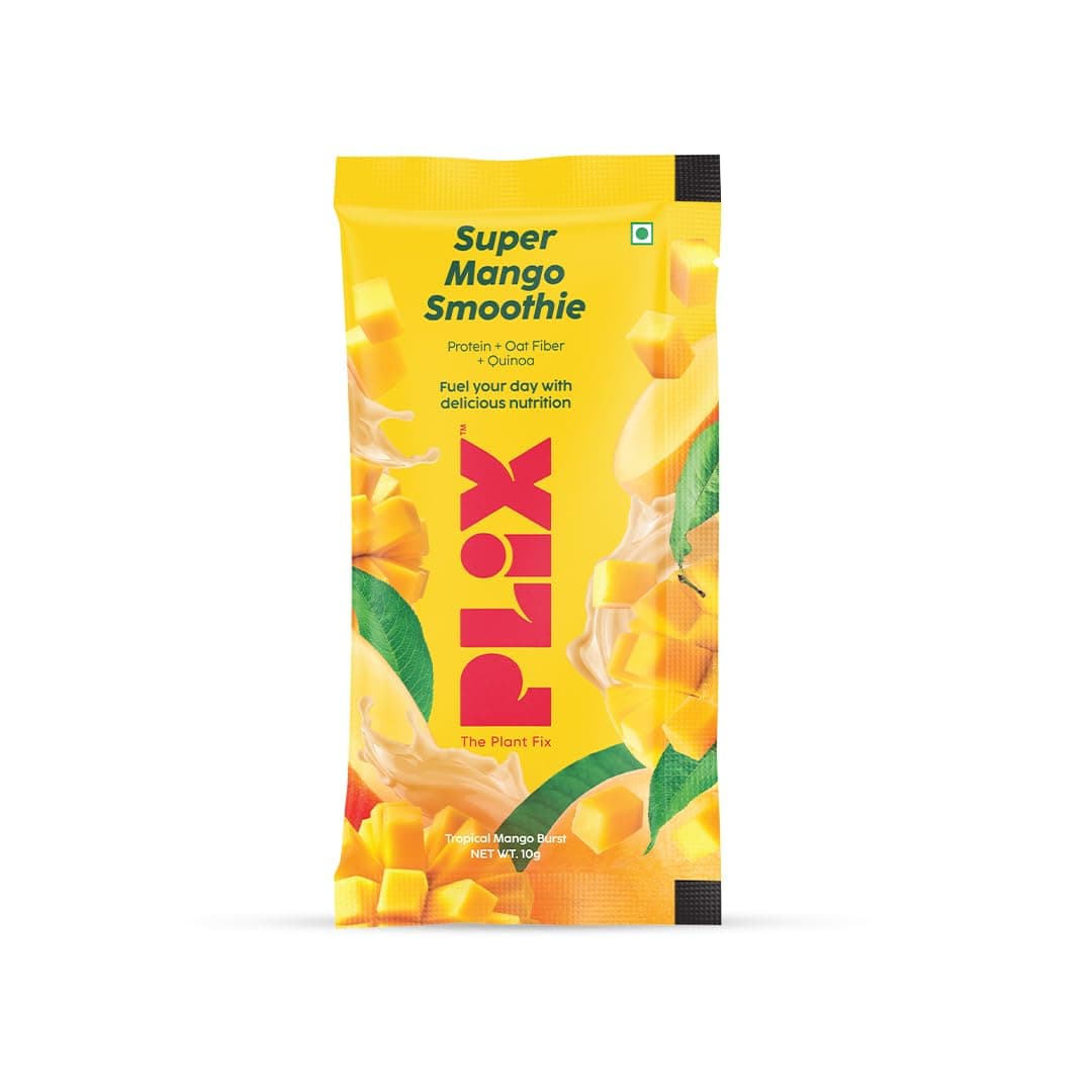 PLIX - THE PLANT FIX Super Mango Smoothie Sachets (Pack of 30) | Packed with Mango Powder, Pea Protein, Quinoa Powder & Oat Fiber | Affordable, Portable, & Delicious