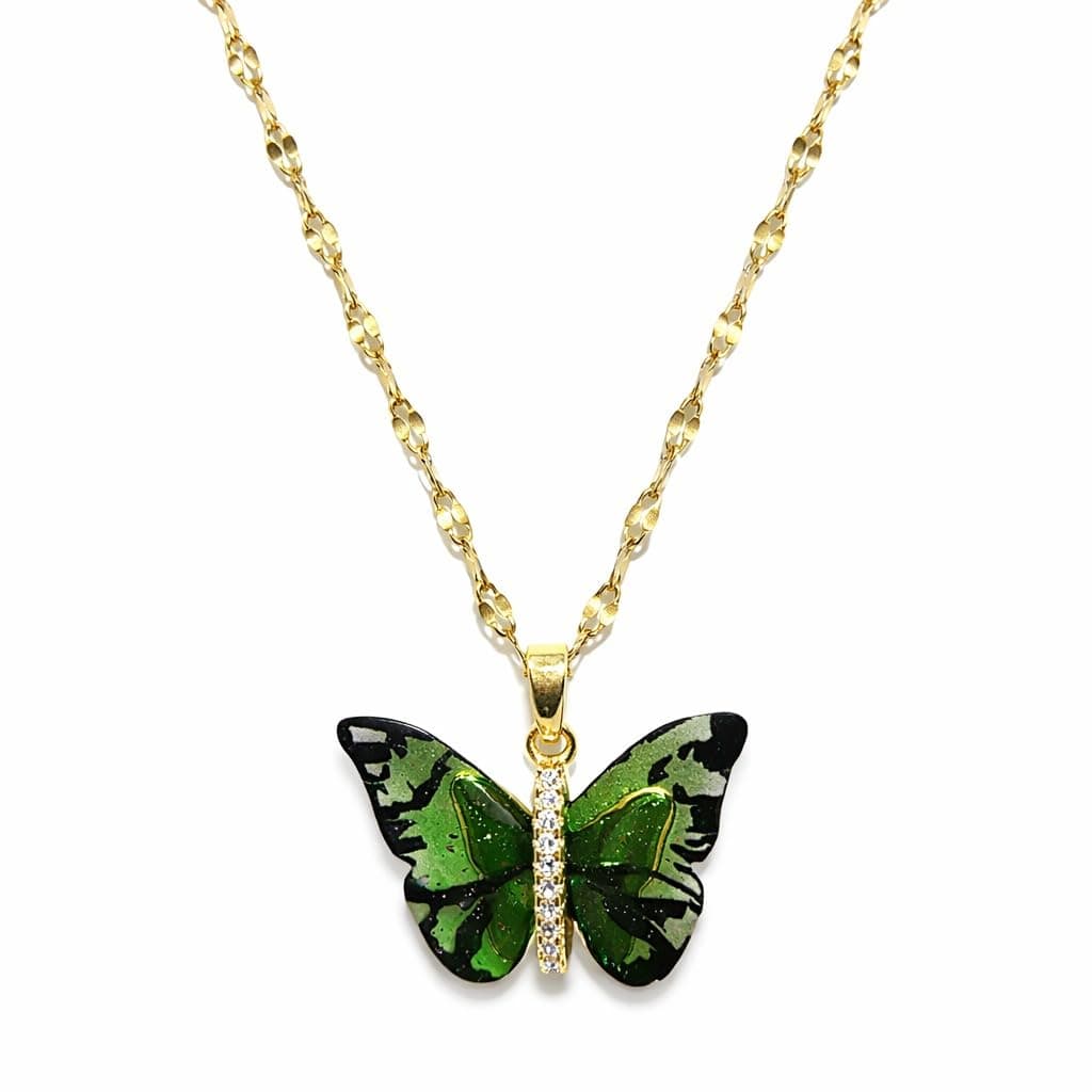 MEENAZ Butterfly Pendant Necklace for Women & Girls Stylish Golden Necklace | Neck Chain | Locket | Modern Design | Birthday & Special Occassion Gift Aesthetic Jewellery Accessories anti tarnish 283