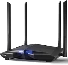 Tenda AC10 AC1200 Wireless Smart Dual-Band Gigabit WiFi Router, MU-MIMO, 4 Gigabit Ports, 867Mbps/5 GHz+ 300Mbps /2.4GHz, Support VPN Server, WiFi Schedule, (Black, Not a Modem)